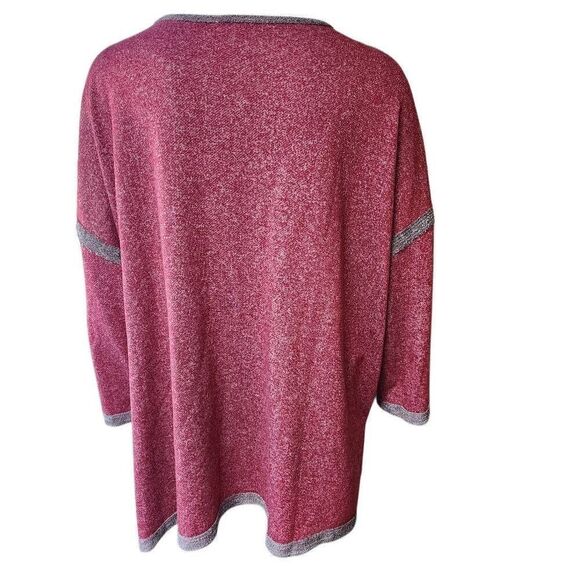 Multiple Red & Gray Long Sleeve Top (1X) - Picture 4 of 5